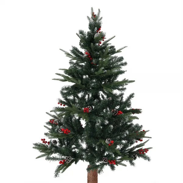 Vianočný stromček so šiškami na pníku, posnežený, 180 cm, PNIK TYP 1