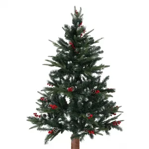 Vianočný stromček so šiškami na pníku, posnežený, 180 cm, PNIK TYP 1