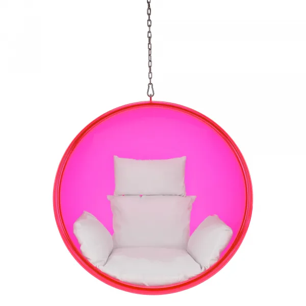 Závesné kreslo, ružová/strieborná/biela, BUBBLE TYP 1