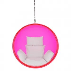 Závesné kreslo, ružová/strieborná/biela, BUBBLE TYP 1