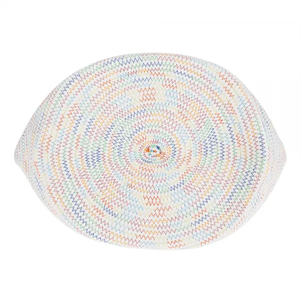 TEMPO-KONDELA KLAND, pletený kôš, biela/vzor, 40x37 cm
