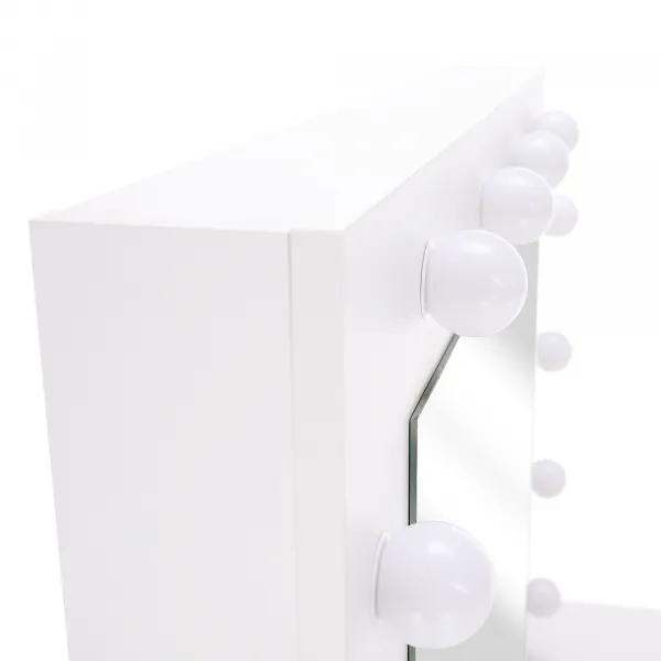 Toaletný stolík s LED osvetlením, biela, LEDIO