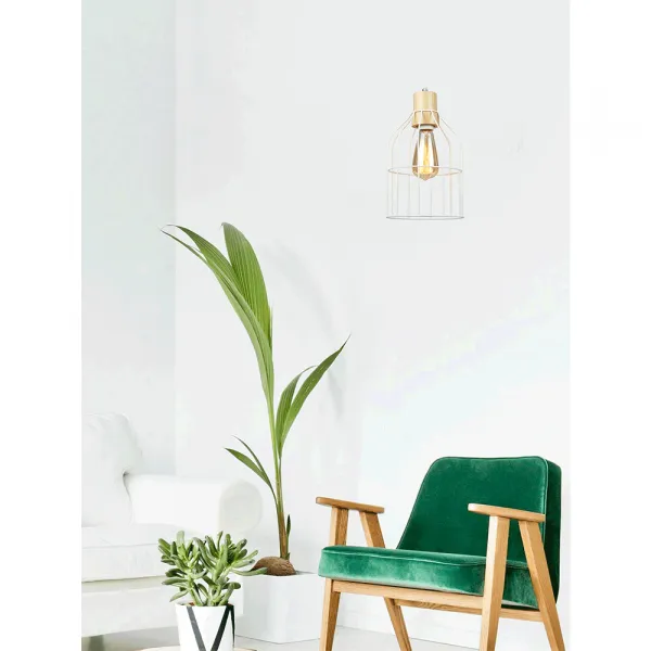 Visiaca lampa, biela/kov, ASTOK