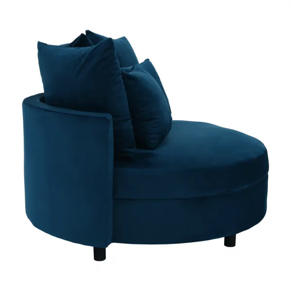 Okrúhle kreslo, Velvet látka modrá, SALOTO