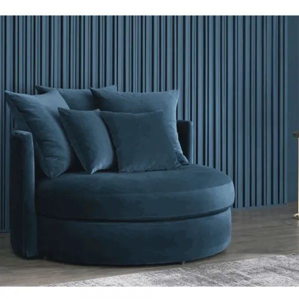 Okrúhle kreslo, Velvet látka modrá, SALOTO