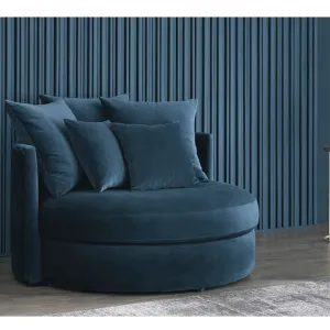 Okrúhle kreslo, Velvet látka modrá, SALOTO