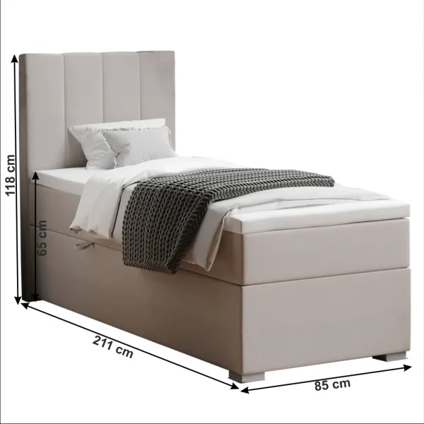 Boxspringová posteľ, jednolôžko, taupe, 80x200, ľavá, BRED