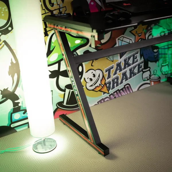 Herný stôl/počítačový stôl, s RGB LED osvetlením, čierna/červená, MACKENZIE 100cm