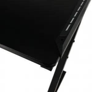 Herný stôl/počítačový stôl, s RGB LED osvetlením, čierna/červená, MACKENZIE 120cm