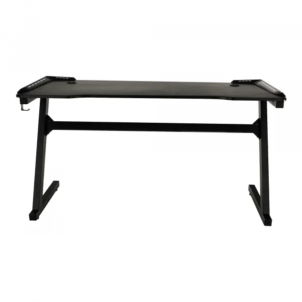 Herný stôl/počítačový stôl, s RGB LED osvetlením, čierna/červená, MACKENZIE 140cm