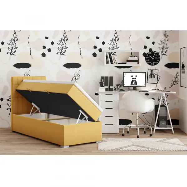 Boxspringová posteľ, jednolôžko, horčicová, 80x200, ľavá, TERY