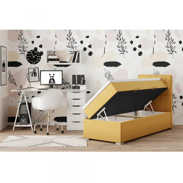 Boxspringová posteľ, jednolôžko, horčicová, 80x200, pravá, TERY