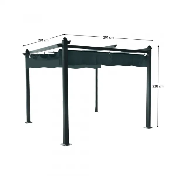 Luxusná pergola s posuvnou strechou, hliník, grafit, PEPY LUX