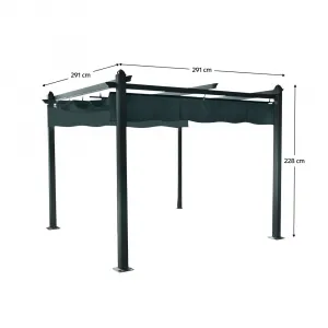 Luxusná pergola s posuvnou strechou, hliník, grafit, PEPY LUX