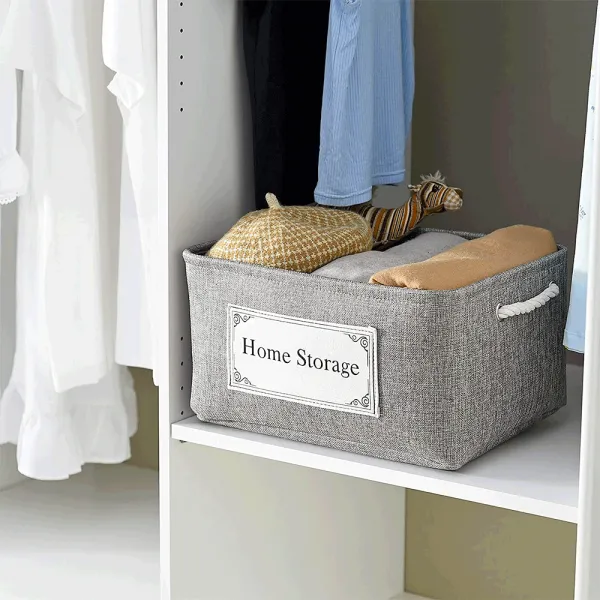 TEMPO-KONDELA APOK, látkové košíky, set 5 ks, sivá