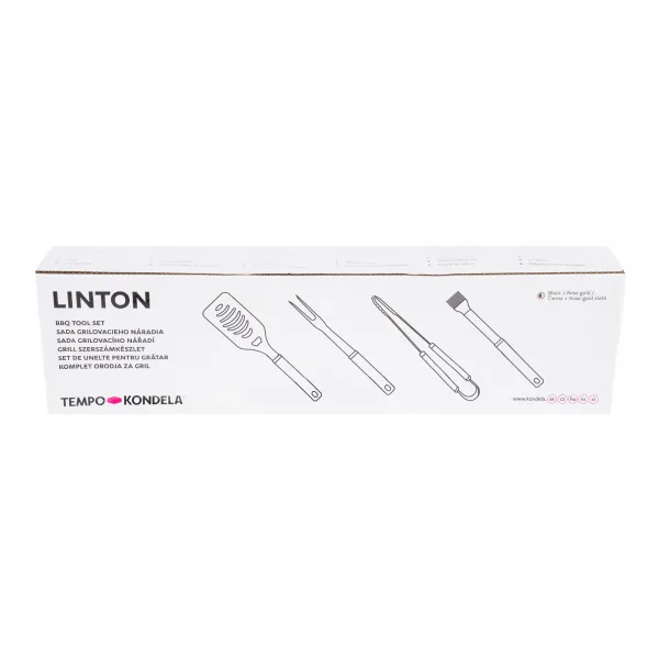 TEMPO-KONDELA LINTON, grilovacie náradie, set 4 ks, čierna/rose gold