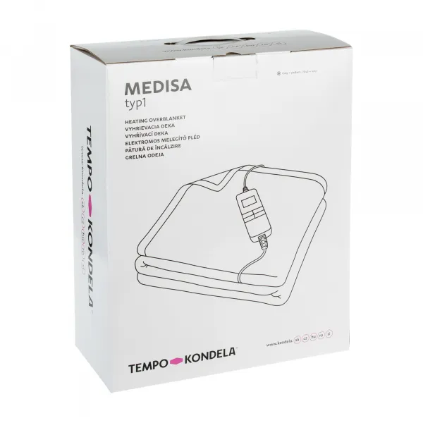 TEMPO-KONDELA MEDISA TYP 1, vyhrievacia XL deka, sivá/vzor hviezdy, 130x180 cm