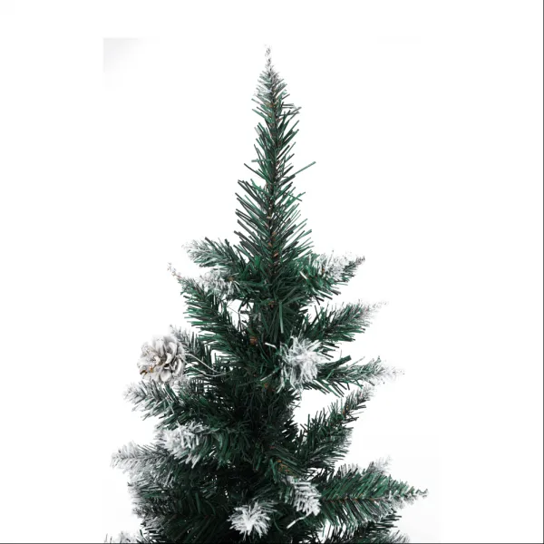 Vianočný stromček so šiškami, posnežený, 220 cm, CHRISTMAS TYP 4