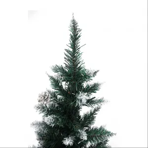 Vianočný stromček so šiškami, posnežený, 220 cm, CHRISTMAS TYP 4