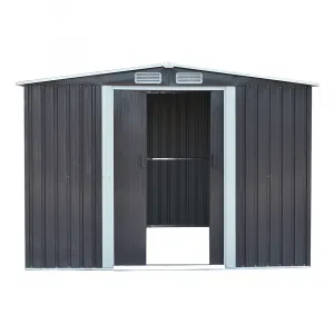 Plechový záhradný domček na náradie, sivá/biela, 2,6x3,1m, HAMAL TYP 3