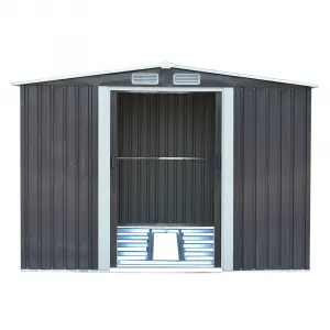 Plechový záhradný domček na náradie, sivá/biela, 2,6x3,1m, HAMAL TYP 3