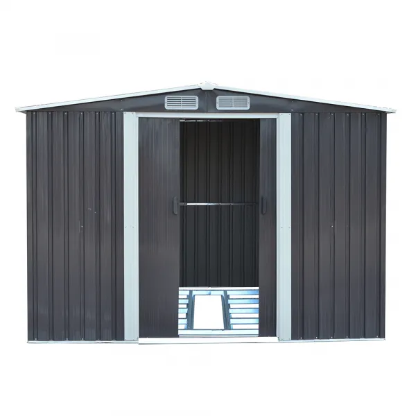Plechový záhradný domček na náradie, sivá/biela, 2,6x3,1m, HAMAL TYP 3