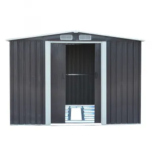 Plechový záhradný domček na náradie, sivá/biela, 2,6x3,1m, HAMAL TYP 3