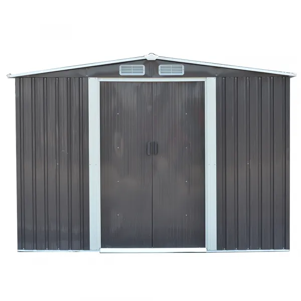 Plechový záhradný domček na náradie, sivá/biela, 2,6x3,1m, HAMAL TYP 3
