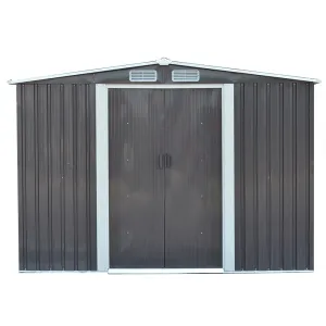 Plechový záhradný domček na náradie, sivá/biela, 2,6x3,1m, HAMAL TYP 3