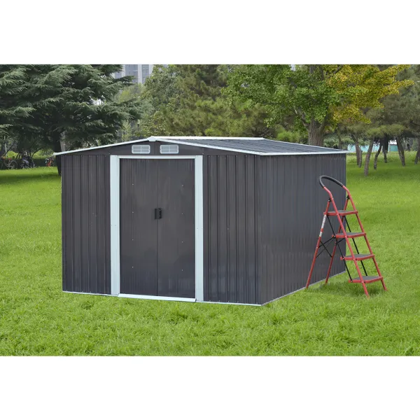 Plechový záhradný domček na náradie, sivá/biela, 2,6x3,1m, HAMAL TYP 3