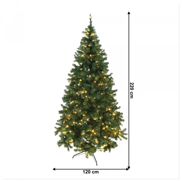 Vianočný stromček so svetielkami, zelená, 220 cm, LED450, CHRISTMAS TYP 5
