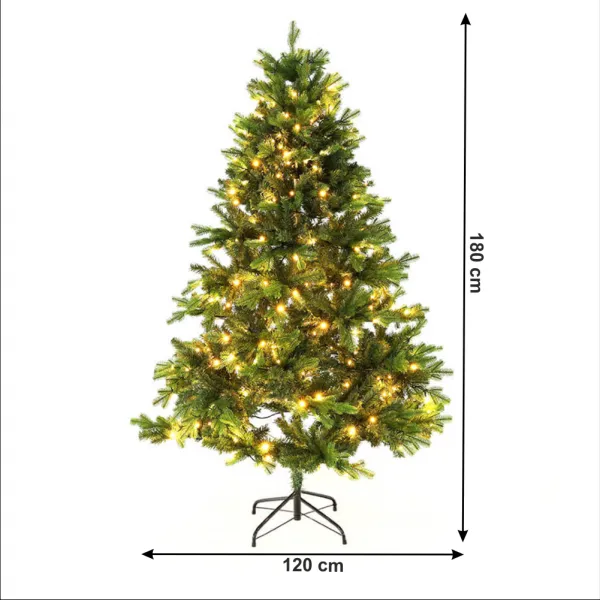 3D vianočný stromček so svetielkami, zelená, 180cm, LED300, CHRISTMAS TYP 6