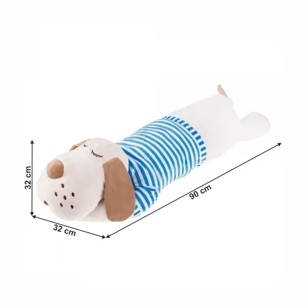 Plyšový psík, béžová/modrý pásik, 90cm, REXO typ 2