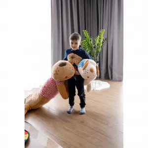 Plyšový psík, hnedá/červený pásik, 140cm, REXO typ 3