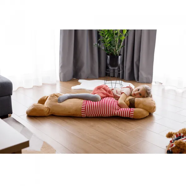 Plyšový psík, hnedá/červený pásik, 140cm, REXO typ 3