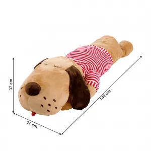 Plyšový psík, hnedá/červený pásik, 140cm, REXO typ 3
