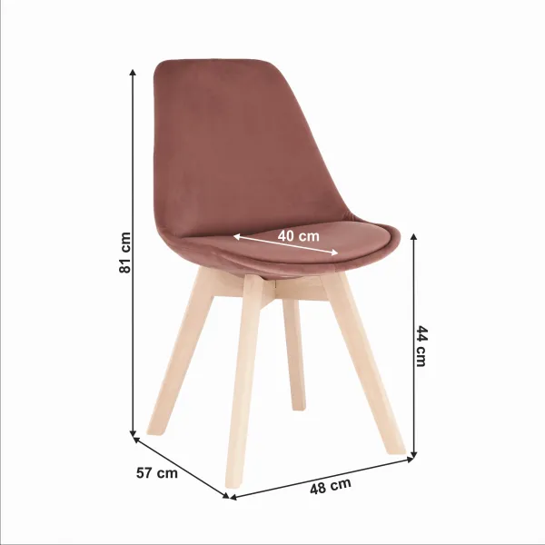 Stolička, ružová Velvet látka/buk, LORITA