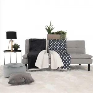 Obojstranná baránková deka, tmavosivá/vzor bodky, 150x200cm, DOTIS