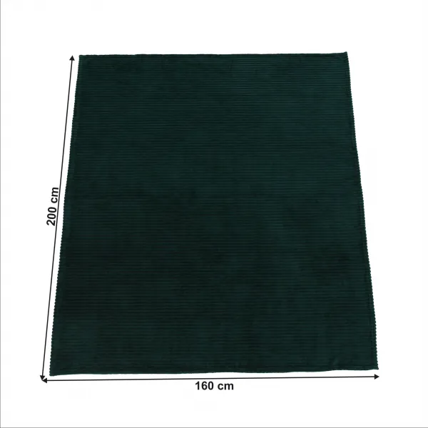 Plyšová pruhovaná deka, smaragdová, 160x200cm, TELAL