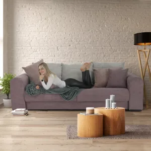 Extra priestranná pohovka, fialová/staroružová/béžová, GILEN BIG SOFA