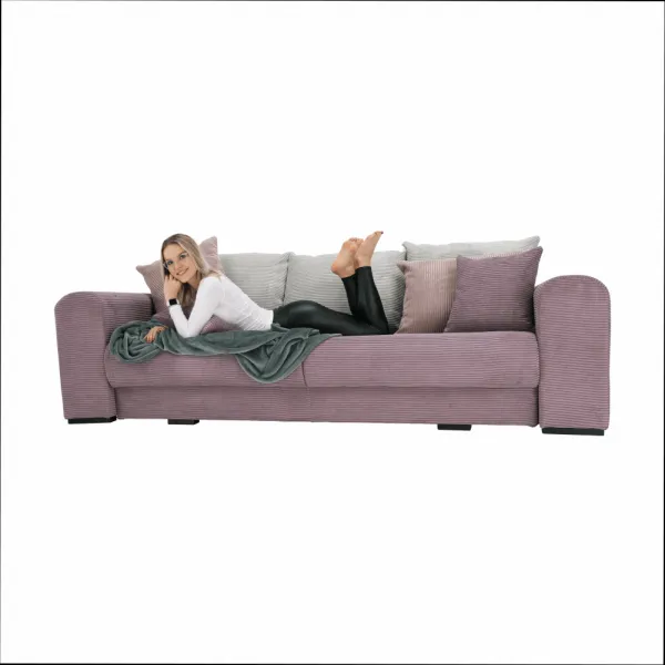 Extra priestranná pohovka, fialová/staroružová/béžová, GILEN BIG SOFA