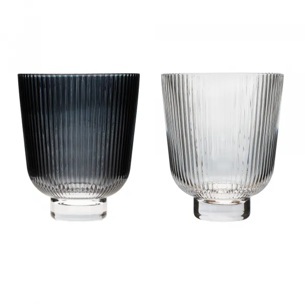 Svietniky v retro štýle, set 6 ks, 680 ml, číre/dymové sklo, EFRO