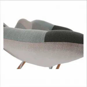 Hojdacie kreslo, zelená-biela patchwork/biela/buk, GERON