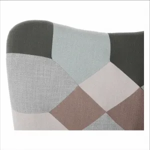 Hojdacie kreslo, zelená-biela patchwork/biela/buk, GERON
