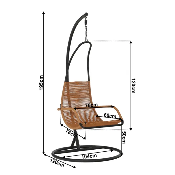 Závesné kreslo, čierna/hnedá, BUNGY