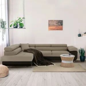 Rohová sedacia súprava, hnedá/béžová, ľavá, AMARETO NEW