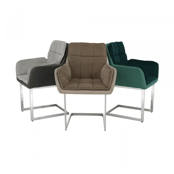 Jedálenská stolička, sivohnedá Taupe Velvet látka/látka, CHIMENA
