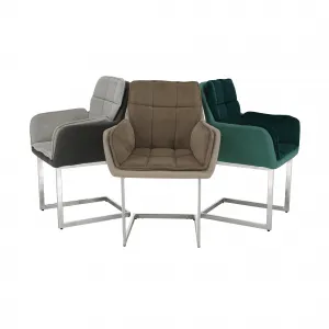Jedálenská stolička, sivohnedá Taupe Velvet látka/látka, CHIMENA
