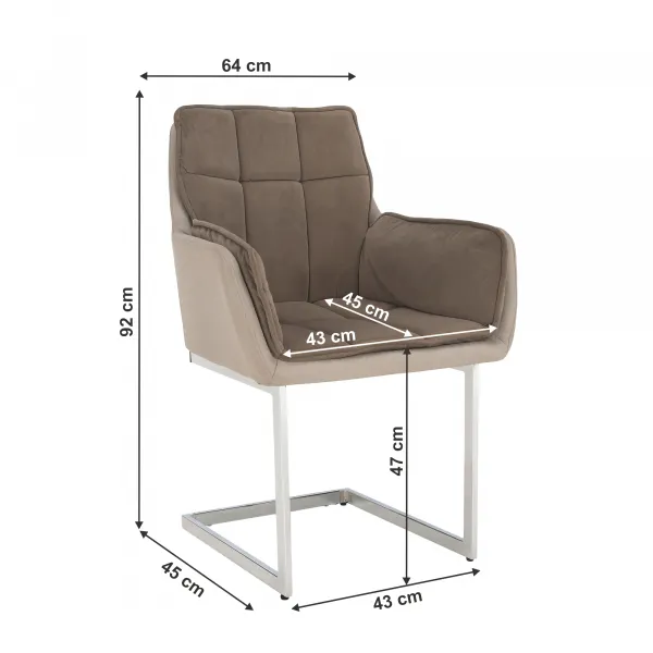 Jedálenská stolička, sivohnedá Taupe Velvet látka/látka, CHIMENA