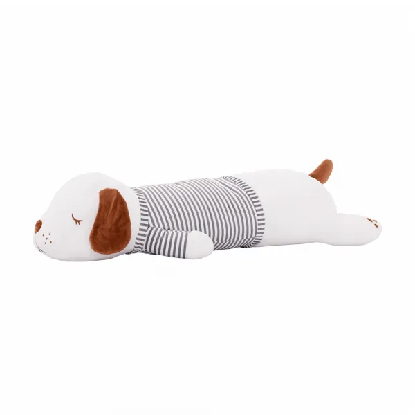 Plyšový psík, biela/hnedá/sivý pásik, 92cm, KINGO typ 2